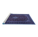 Sideview of Machine Washable Medallion Blue Traditional Rug, wshtr2410blu