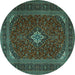 Round Medallion Turquoise Traditional Rug, tr2410turq