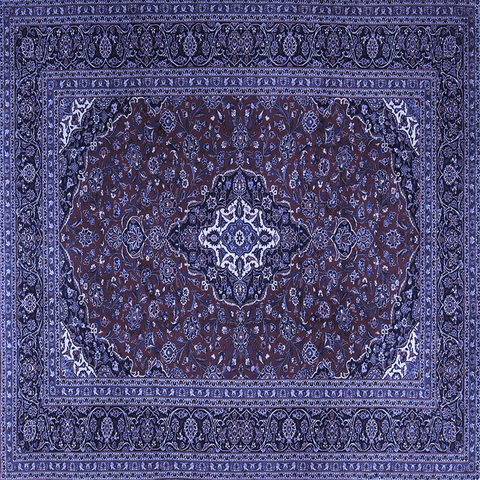 Square Machine Washable Medallion Blue Traditional Rug, wshtr2410blu