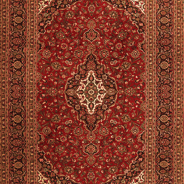 Serging Thickness of Machine Washable Medallion Orange Traditional Area Rugs, wshtr2410org