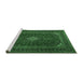 Sideview of Machine Washable Medallion Emerald Green Traditional Area Rugs, wshtr2410emgrn