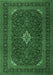 Machine Washable Medallion Emerald Green Traditional Area Rugs, wshtr2410emgrn