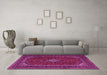 Machine Washable Medallion Pink Traditional Rug in a Living Room, wshtr2410pnk