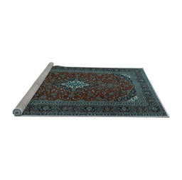 Sideview of Machine Washable Medallion Light Blue Traditional Rug, wshtr2410lblu