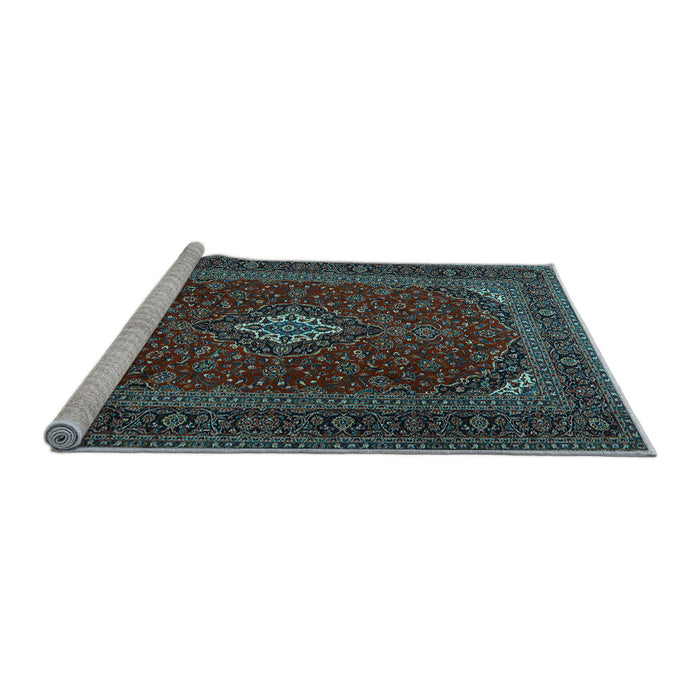 Sideview of Machine Washable Medallion Light Blue Traditional Rug, wshtr2410lblu