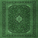 Square Medallion Emerald Green Traditional Rug, tr2410emgrn