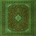 Serging Thickness of Medallion Green Traditional Rug, tr2410grn