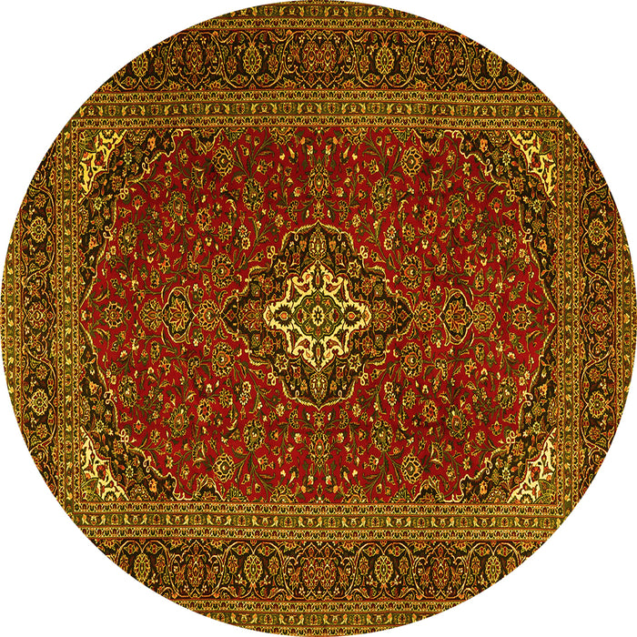 Round Medallion Yellow Traditional Rug, tr2410yw
