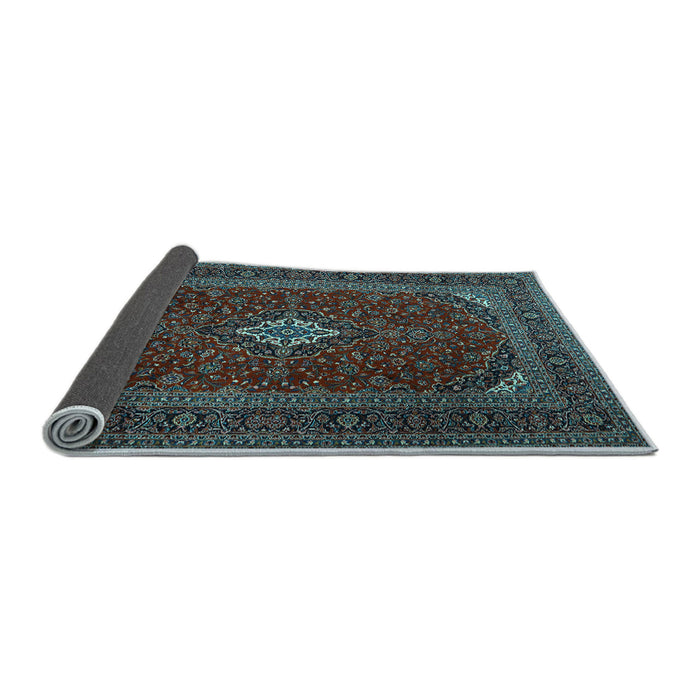 Sideview of Medallion Light Blue Traditional Rug, tr2410lblu
