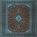 Square Medallion Light Blue Traditional Rug, tr2410lblu