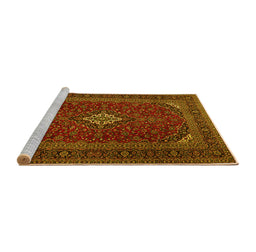 Sideview of Machine Washable Medallion Yellow Traditional Rug, wshtr2410yw