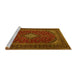 Sideview of Machine Washable Medallion Yellow Traditional Rug, wshtr2410yw