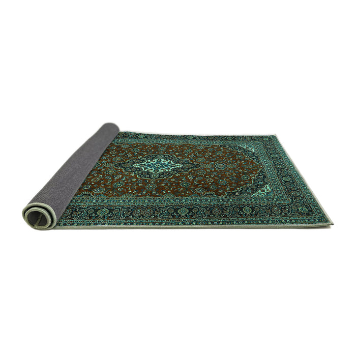 Sideview of Medallion Turquoise Traditional Rug, tr2410turq