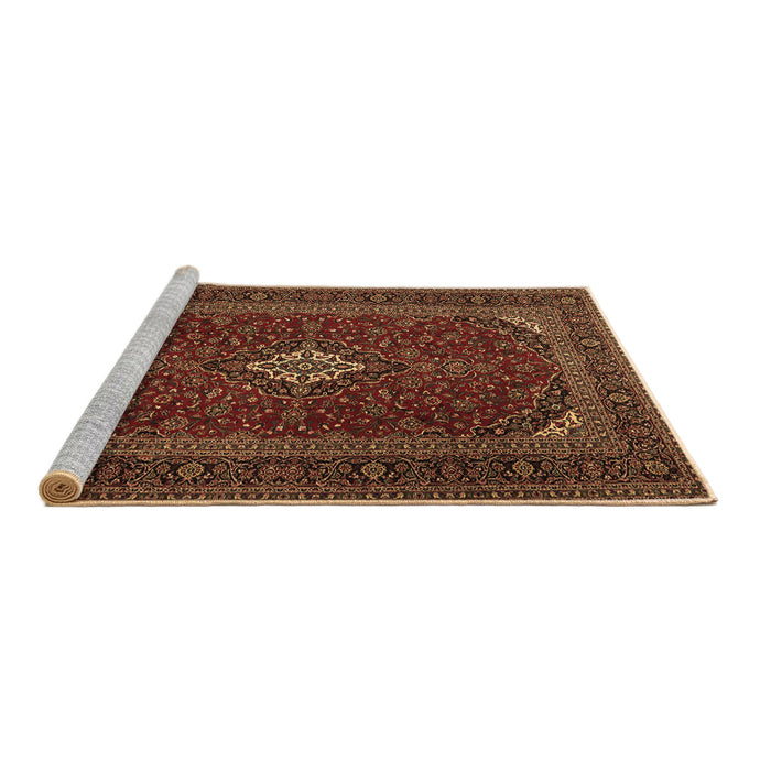 Sideview of Machine Washable Medallion Brown Traditional Rug, wshtr2410brn