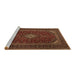 Sideview of Machine Washable Medallion Brown Traditional Rug, wshtr2410brn