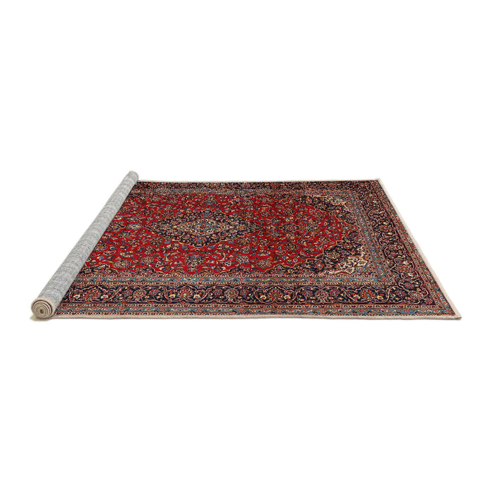 Sideview of Machine Washable Traditional Saffron Red Rug, wshtr2411