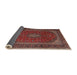 Sideview of Traditional Saffron Red Medallion Rug, tr2411