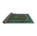 Sideview of Medallion Turquoise Traditional Rug, tr2411turq