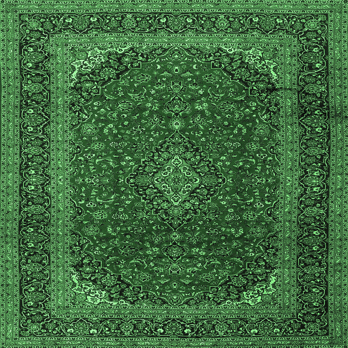 Square Machine Washable Medallion Emerald Green Traditional Area Rugs, wshtr2411emgrn