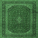 Square Machine Washable Medallion Emerald Green Traditional Area Rugs, wshtr2411emgrn