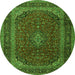 Machine Washable Medallion Green Traditional Area Rugs, wshtr2411grn