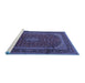 Sideview of Machine Washable Medallion Blue Traditional Rug, wshtr2411blu