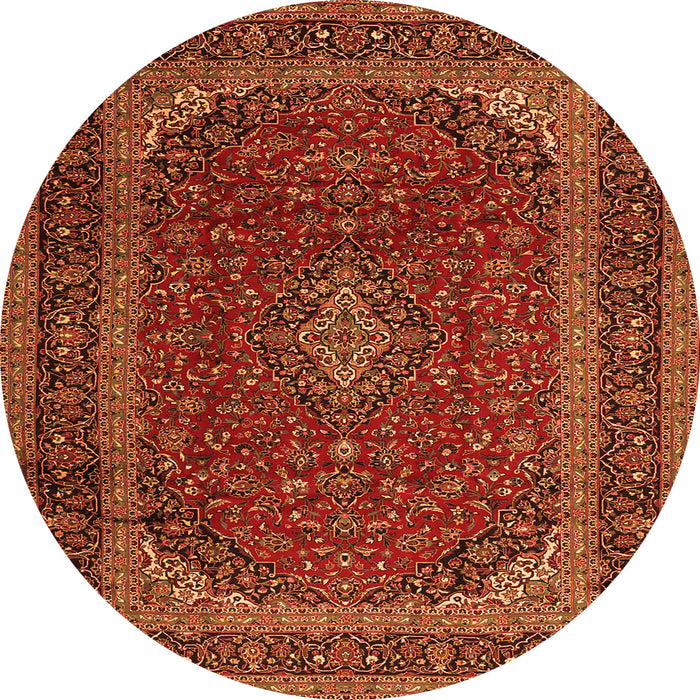Machine Washable Medallion Orange Traditional Area Rugs, wshtr2411org