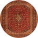 Machine Washable Medallion Orange Traditional Area Rugs, wshtr2411org