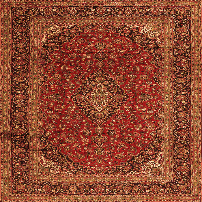 Serging Thickness of Medallion Orange Traditional Rug, tr2411org