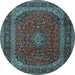 Round Medallion Light Blue Traditional Rug, tr2411lblu