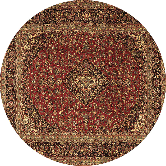 Round Medallion Brown Traditional Rug, tr2411brn