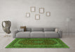 Machine Washable Medallion Green Traditional Area Rugs in a Living Room,, wshtr2411grn