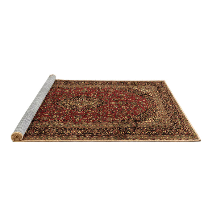 Sideview of Machine Washable Medallion Brown Traditional Rug, wshtr2411brn