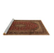 Sideview of Machine Washable Medallion Brown Traditional Rug, wshtr2411brn