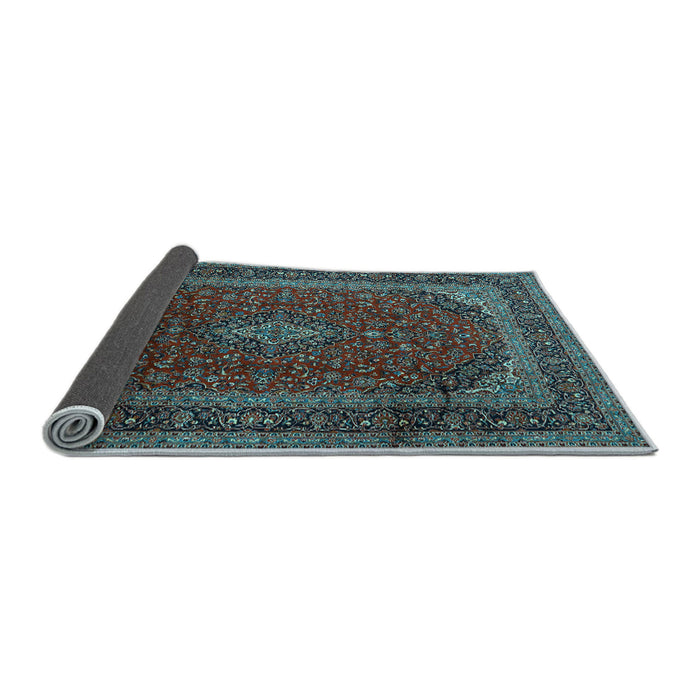 Sideview of Medallion Light Blue Traditional Rug, tr2411lblu