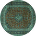 Round Medallion Turquoise Traditional Rug, tr2411turq