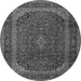 Machine Washable Medallion Gray Traditional Rug, wshtr2411gry