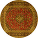 Round Medallion Yellow Traditional Rug, tr2411yw