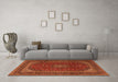 Machine Washable Medallion Orange Traditional Area Rugs in a Living Room, wshtr2411org