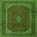 Serging Thickness of Medallion Green Traditional Rug, tr2411grn