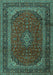 Machine Washable Medallion Turquoise Traditional Area Rugs, wshtr2411turq