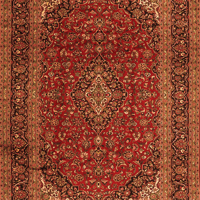 Serging Thickness of Machine Washable Medallion Orange Traditional Area Rugs, wshtr2411org
