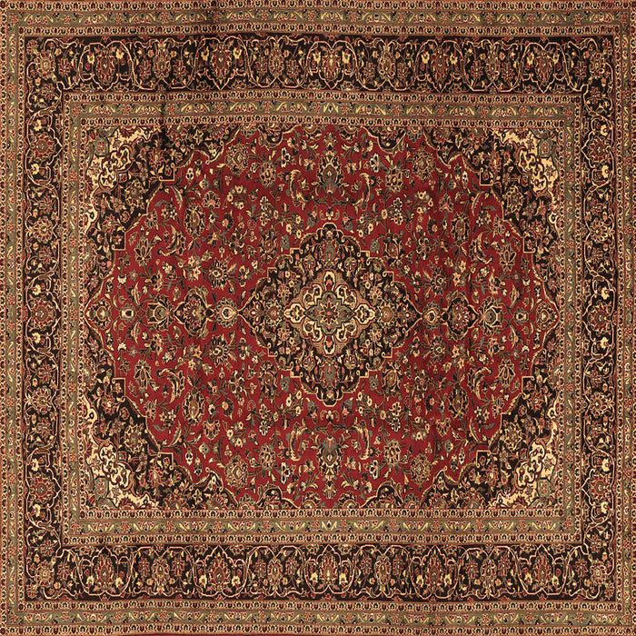 Square Machine Washable Medallion Brown Traditional Rug, wshtr2411brn