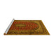 Sideview of Machine Washable Medallion Yellow Traditional Rug, wshtr2411yw