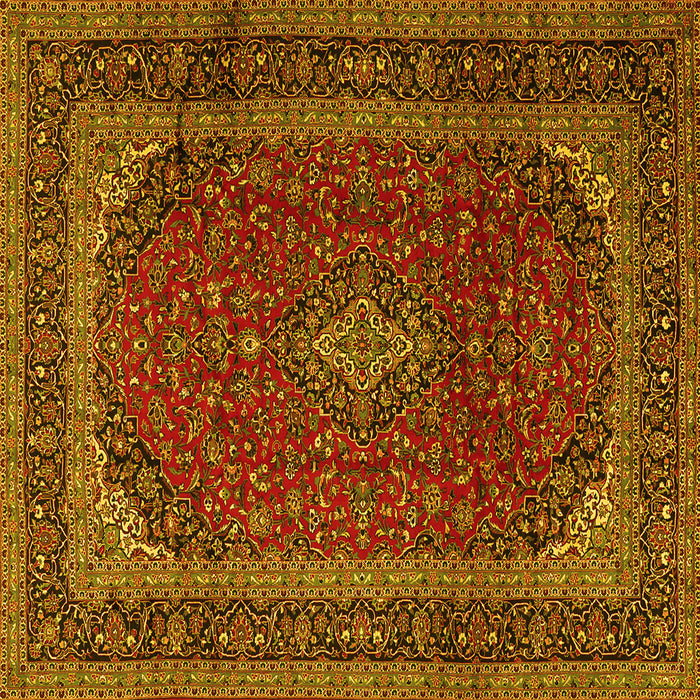 Square Medallion Yellow Traditional Rug, tr2411yw