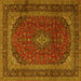 Square Medallion Yellow Traditional Rug, tr2411yw