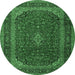 Round Medallion Emerald Green Traditional Rug, tr2411emgrn