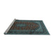 Sideview of Machine Washable Medallion Light Blue Traditional Rug, wshtr2411lblu