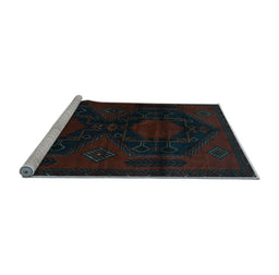 Sideview of Machine Washable Persian Light Blue Traditional Rug, wshtr2412lblu