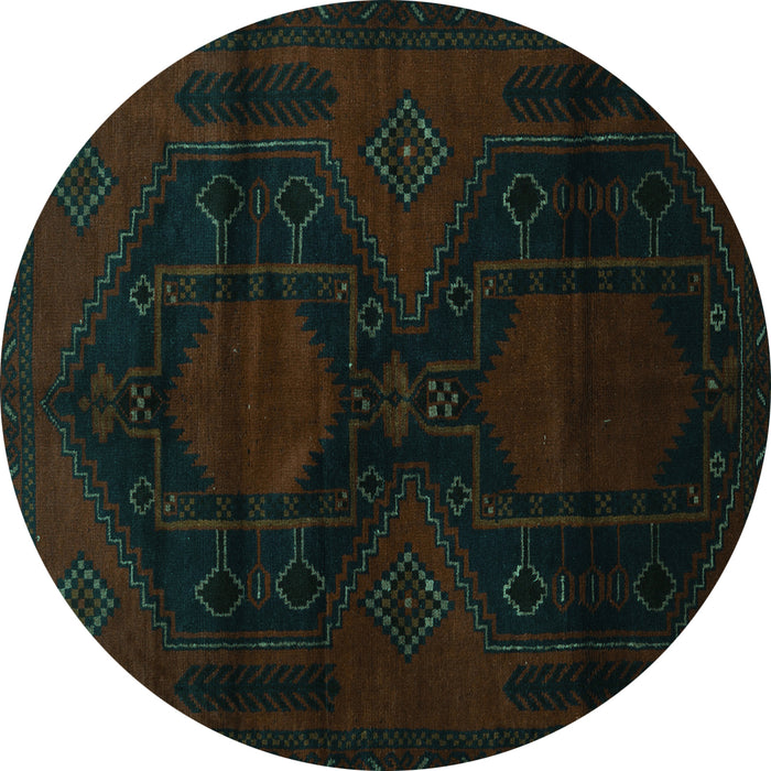 Round Persian Turquoise Traditional Rug, tr2412turq